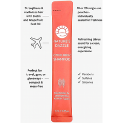 Nature’s Dazzle Citrus Brew Hair Care Set – Biotin & Collagen Shampoo 16.9oz + Treatment 7.4oz + Travel Shampoo 0.3oz x10