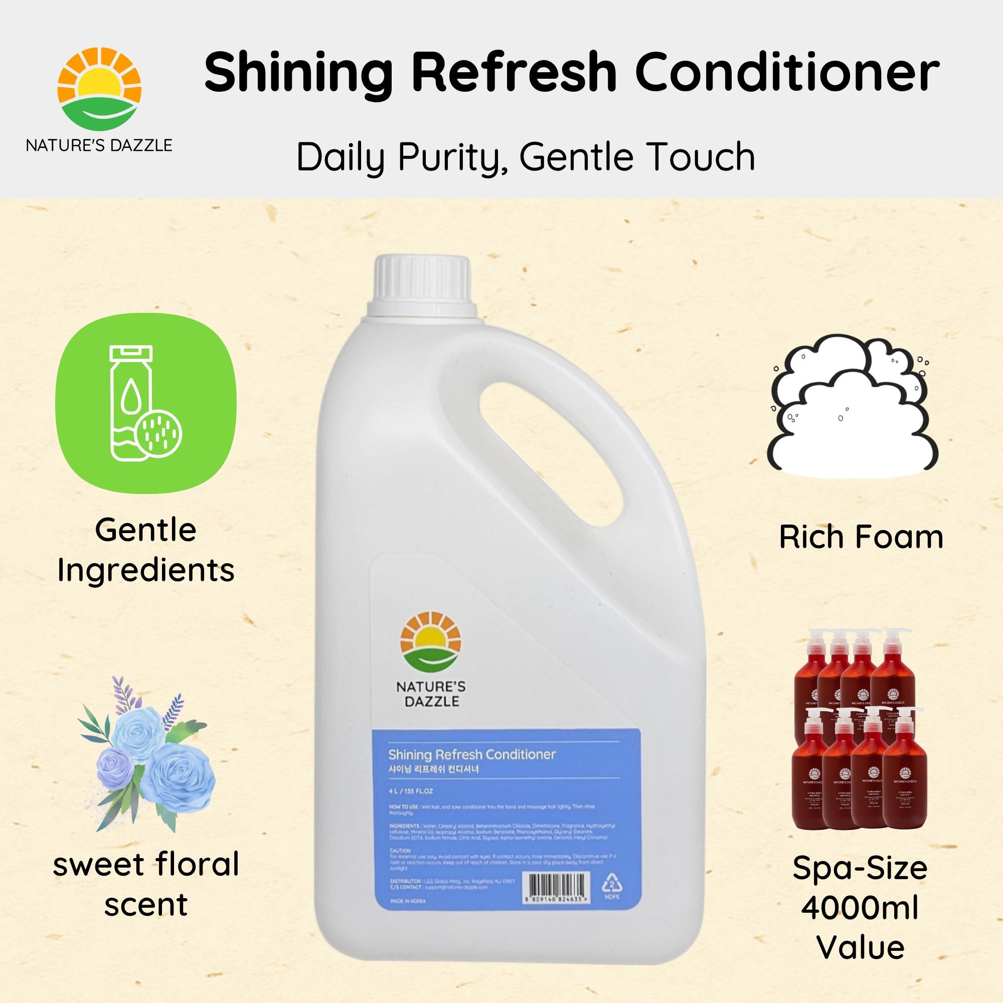Large salon-size conditioner for smooth hair – Nature's Dazzle 4000ml