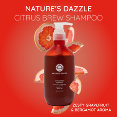Nature's Dazzle Citrus Brew Shampoo Infused with Biotin – Revitalize & Strengthen All Hair Types | Paraben-Free, Sulfate-Free, Silicon-Free, 16.9 fl oz