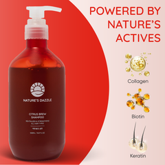 Nature's Dazzle Citrus Brew Shampoo Infused with Biotin – Revitalize & Strengthen All Hair Types | Paraben-Free, Sulfate-Free, Silicon-Free, 16.9 fl oz