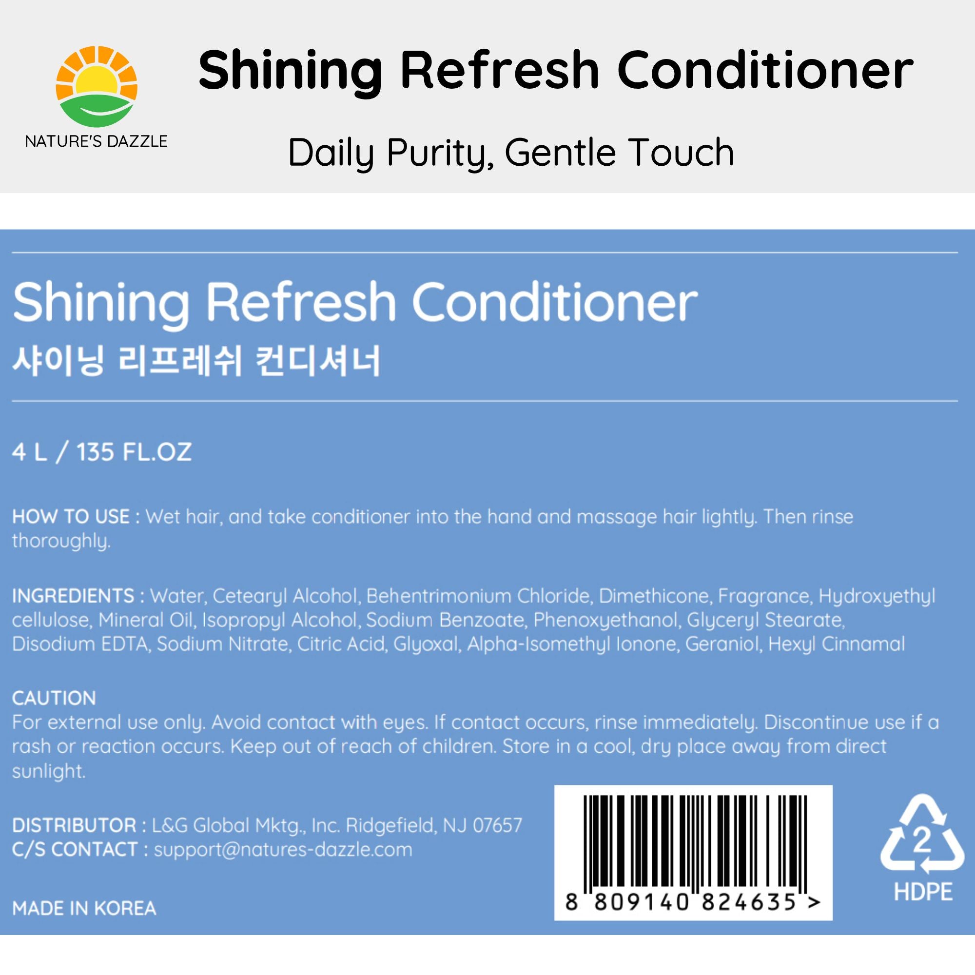 Nature's Dazzle 4000ml Conditioner ingredients