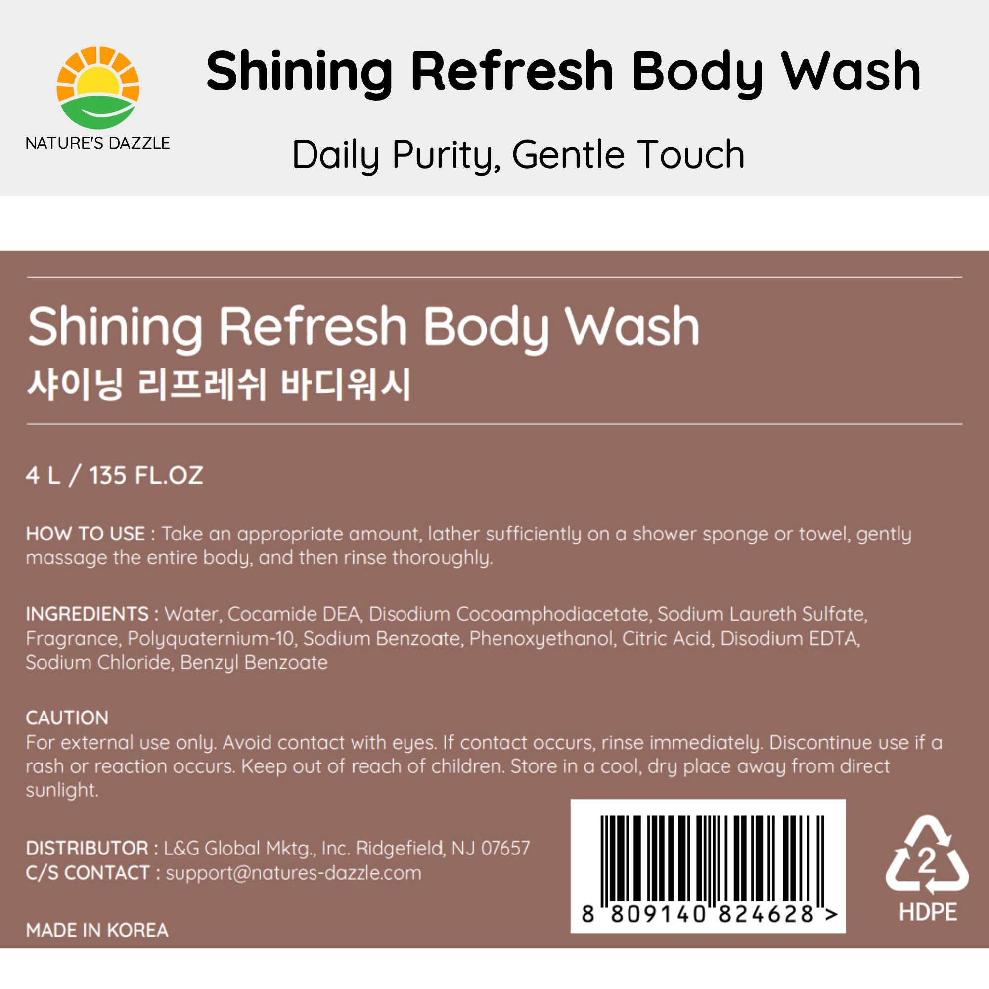 Nature's Dazzle Shining Refresh Body Wash ingredients