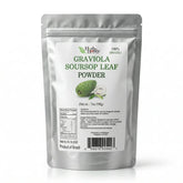 Front view of Herb & Honey Pure Brazilian Graviola Soursop Leaf Powder 7oz (198g) silver stand-up pouch packaging.