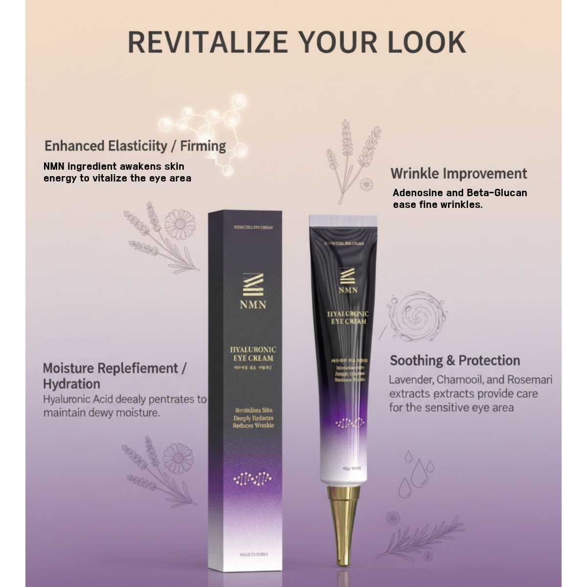 NMN eye cream applied under eye for wrinkles