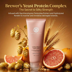 Nature’s Dazzle Citrus Brew Hair Treatment - Brewer’s Yeast & Collagen Protein Mask for Dry Damaged Hair - Deep Conditioning Repair with Biotin, Argan Oil & Keratin - K-Beauty, 7.4 fl oz