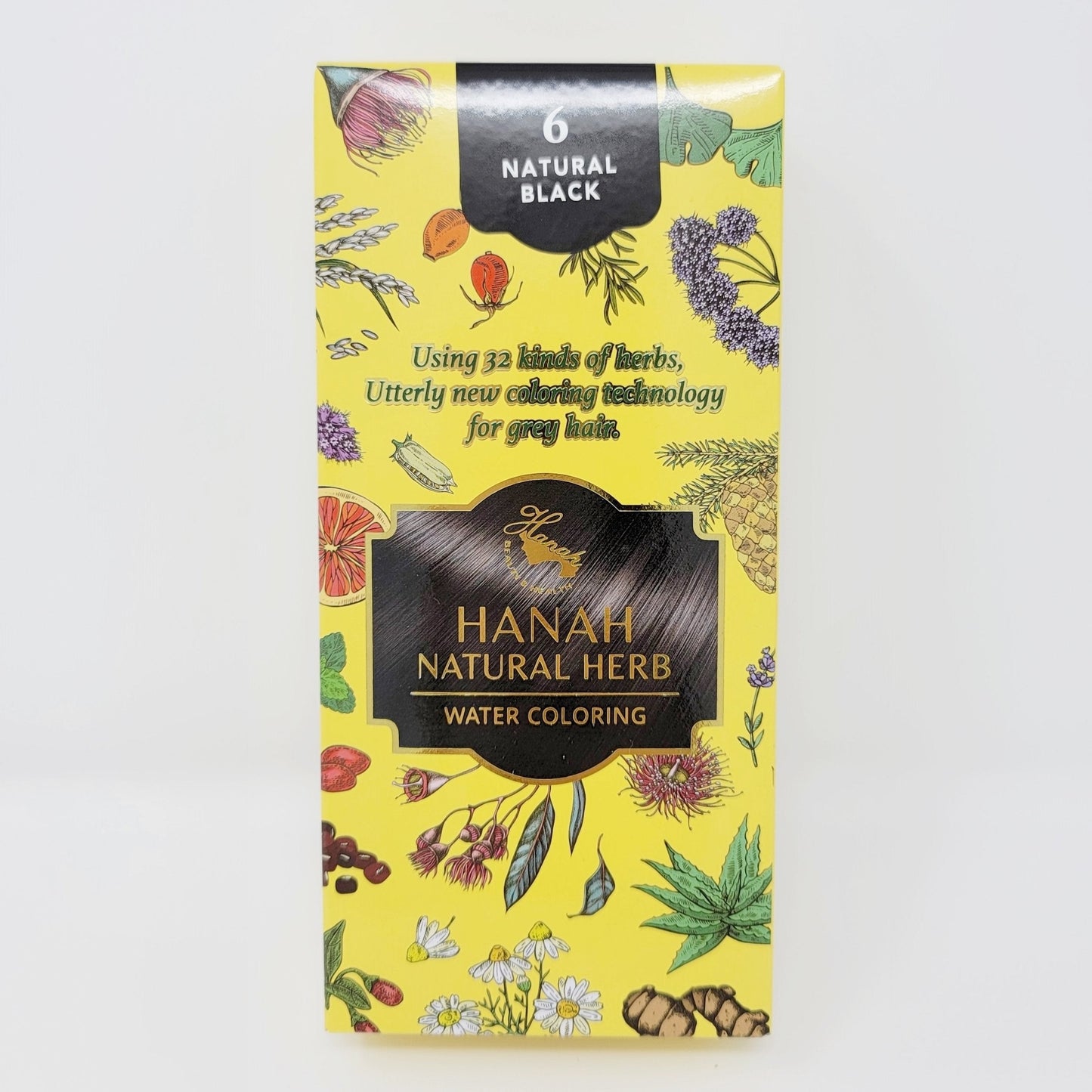 Refill set Hanah Natural Herb Water Coloring #6 Natural Black (10g x4pieces) + 1 piece