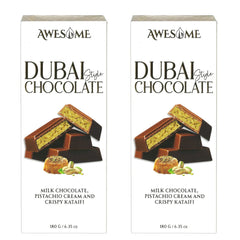 Dubai Style Milk Chocolate with Crispy Kataifi & Pistachio [2 Pack] 180g/6.35 oz