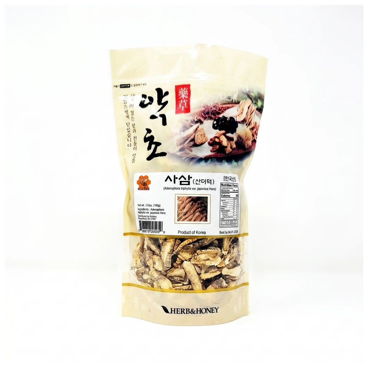 Korean Adenophora Root (Lady Bell) 3.5 oz, premium dried herbal supplement in a stand-up pouch for health and wellness.