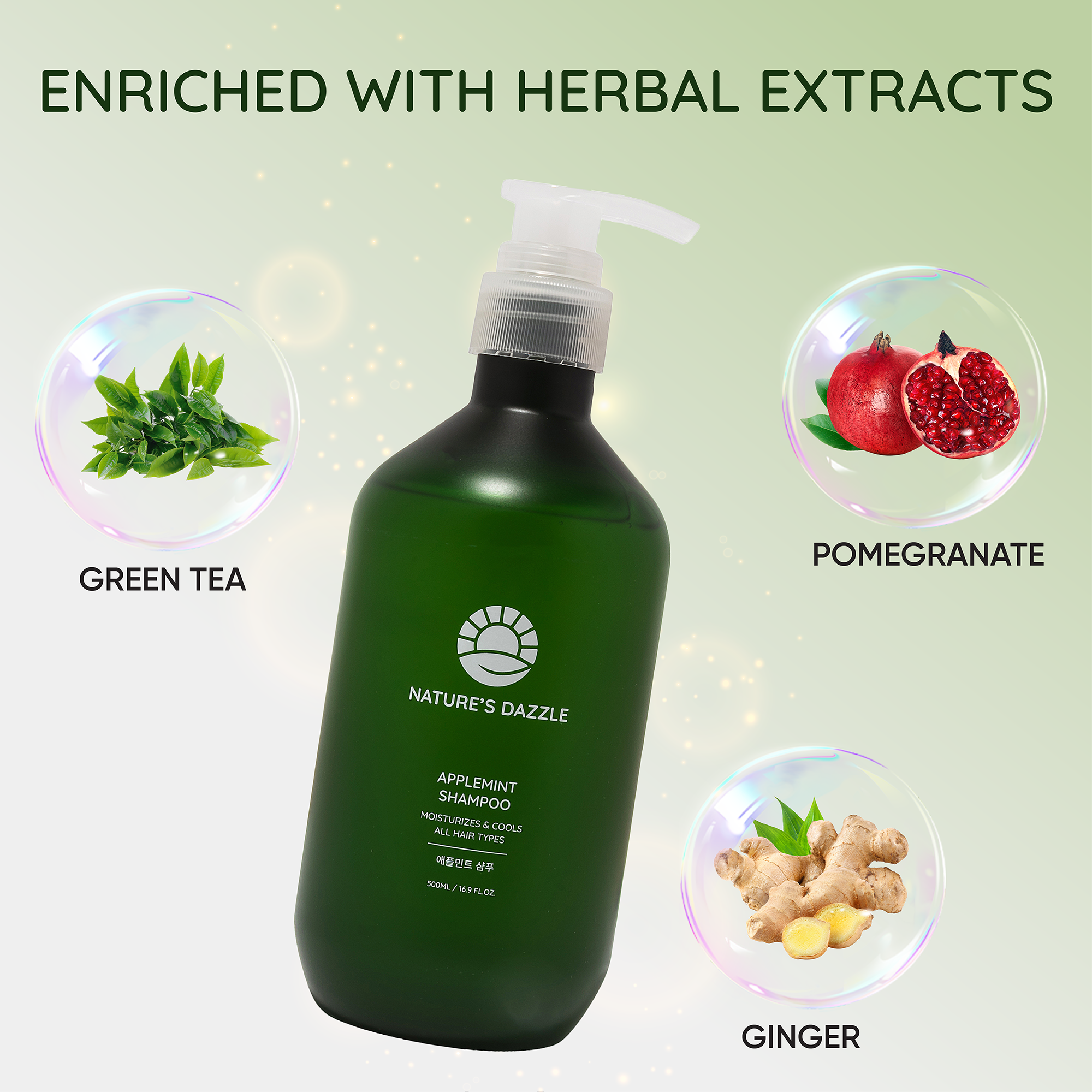 Nature's Dazzle Applemint Cool Relief Shampoo | K-Beauty Scalp