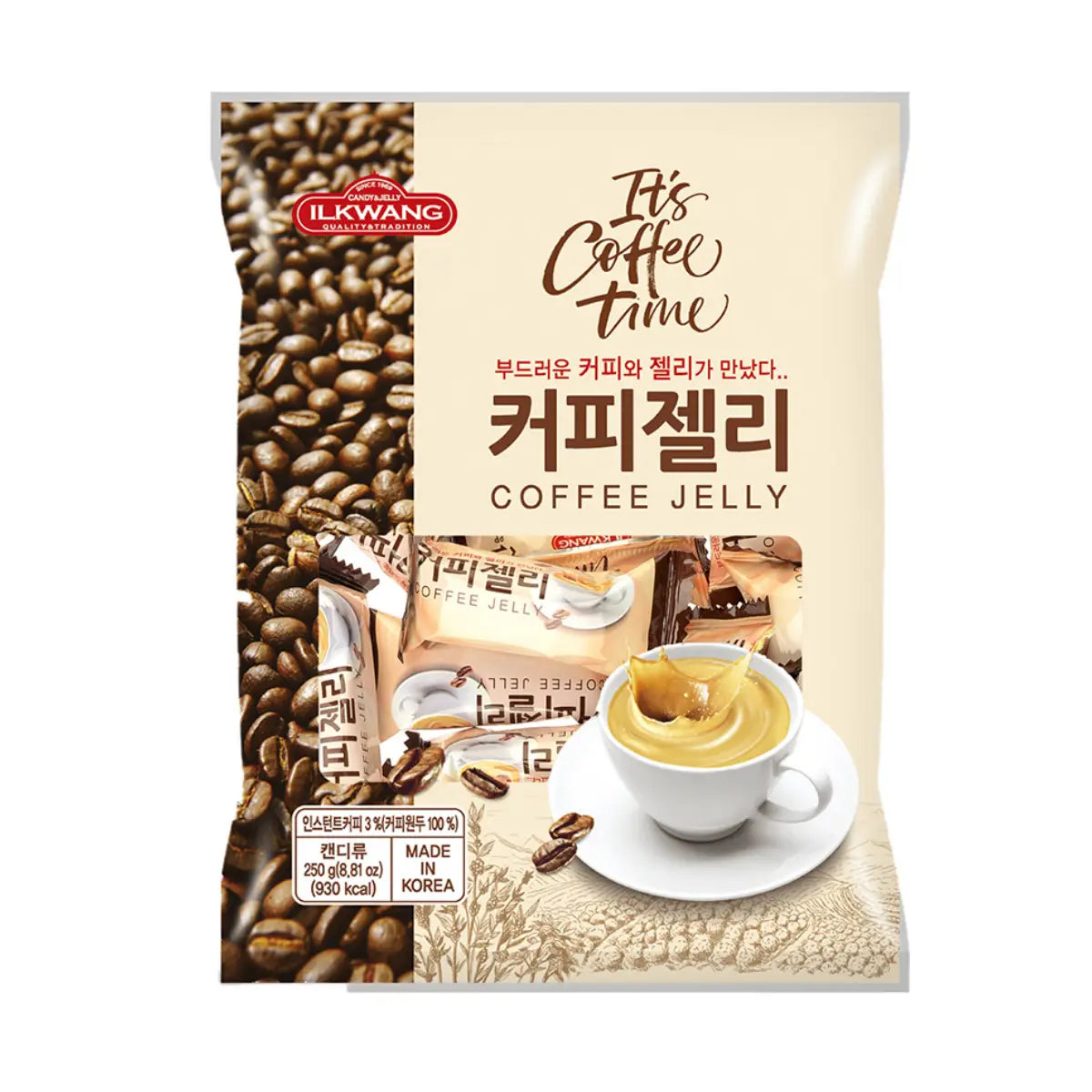 일광제과 한국산 커피 젤리, 진짜 인스턴트커피로 만든 쫀득한 한천 캔디, 8.81 oz 봉지
