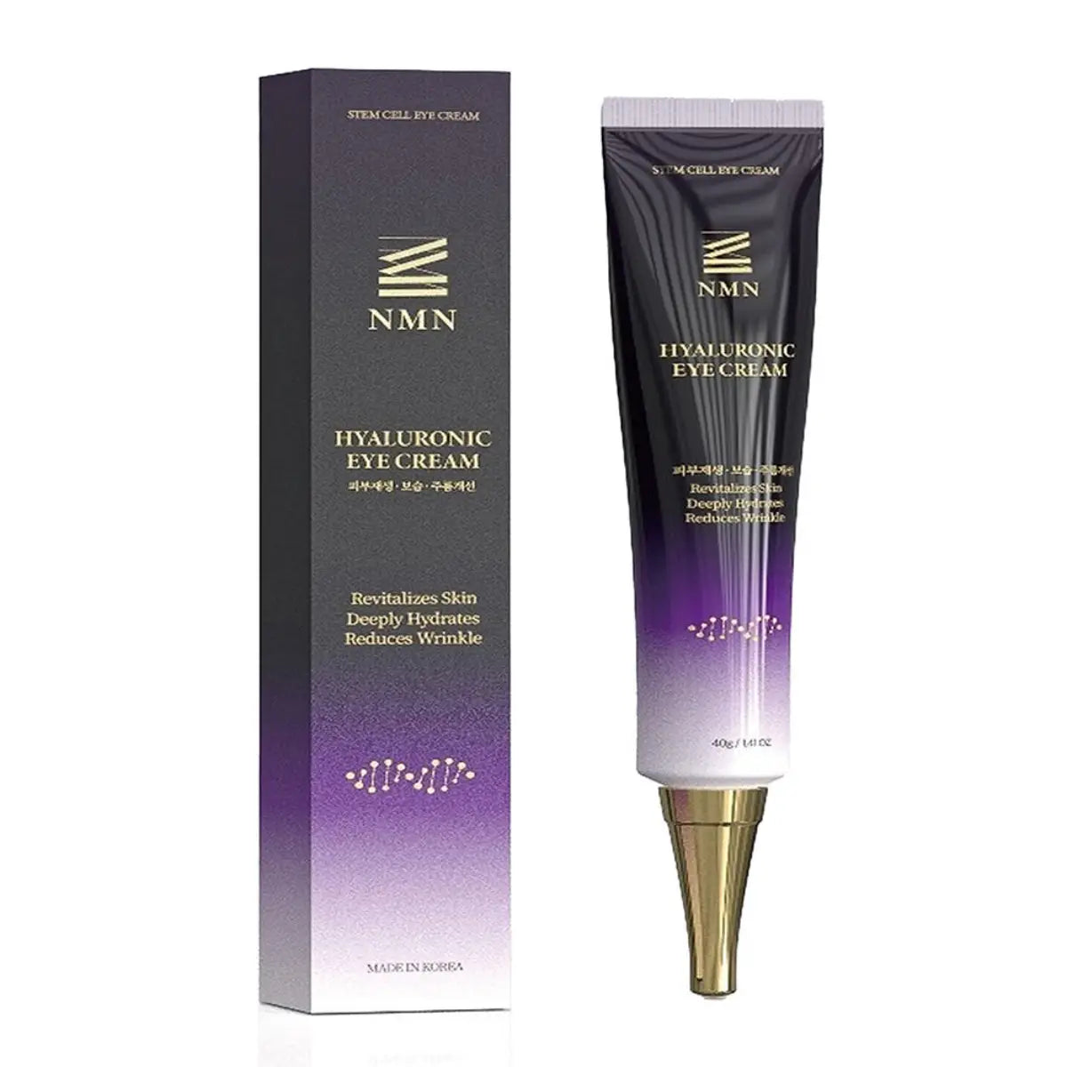 Supia Korean NMN Eye Cream container, hydrating under-eye cream with niacinamide and hyaluronate, 40 g.