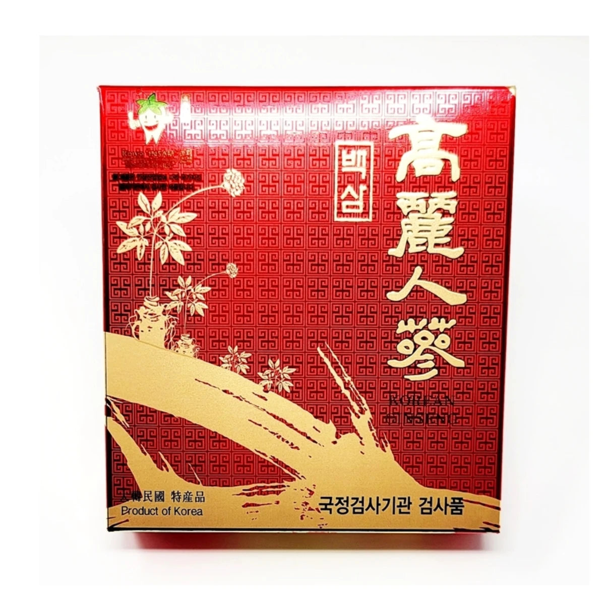 Premium 4-year-old Korean white ginseng roots from Sahm, displayed in a clear view, weighing approximately 10.58 oz with around 50 roots.