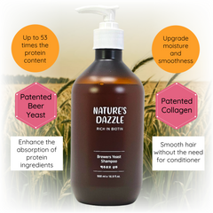 Nature's Dazzle Brewer's Yeast, Biotin & Protein Shampoo for Thinning Hair - Bergamot Oil, Grapefruit Peel Oil  500ml/16.9 fl. oz