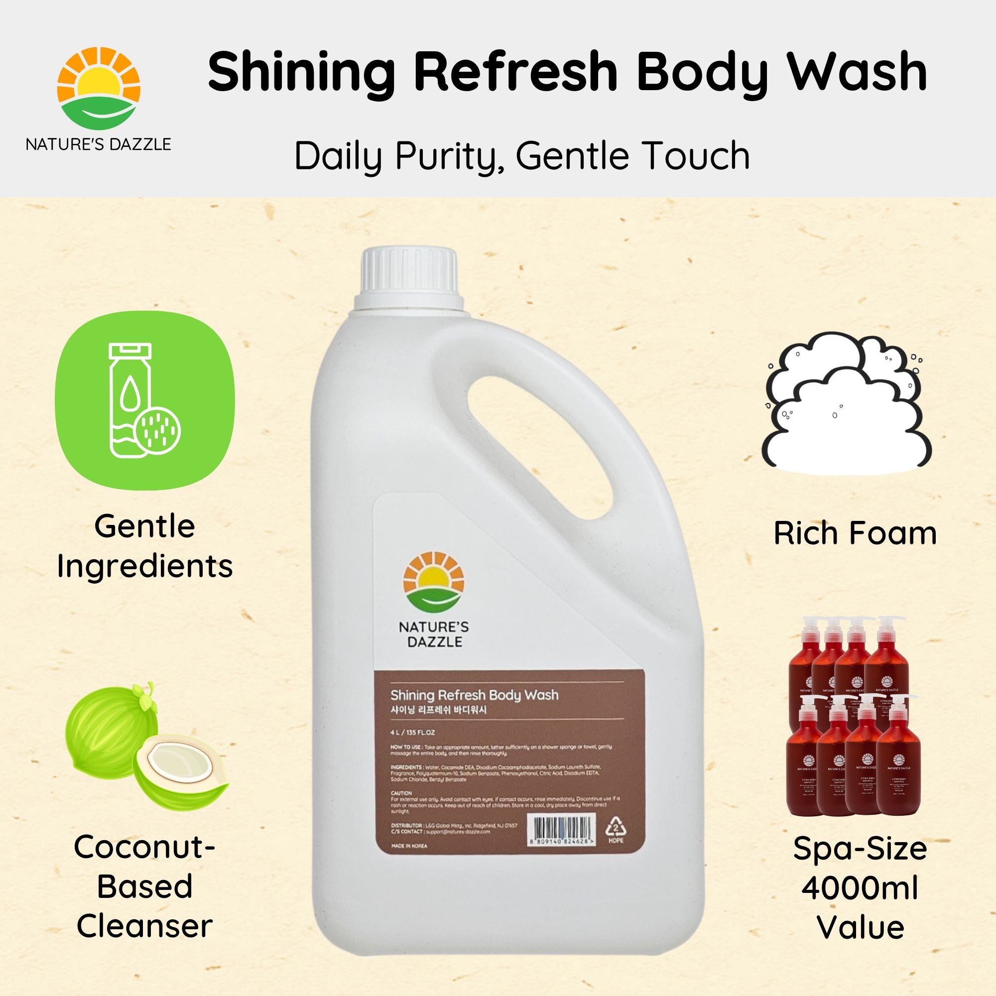 ディシラ　body wash Nature's Dazzle Shining Refresh Body Wash With Pump 4000ML