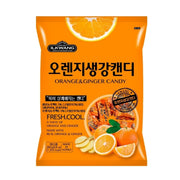 Kosbee Korean Orange Ginger Candy individually wrapped hard drops in an 8.81 oz bag, a Product of Korea