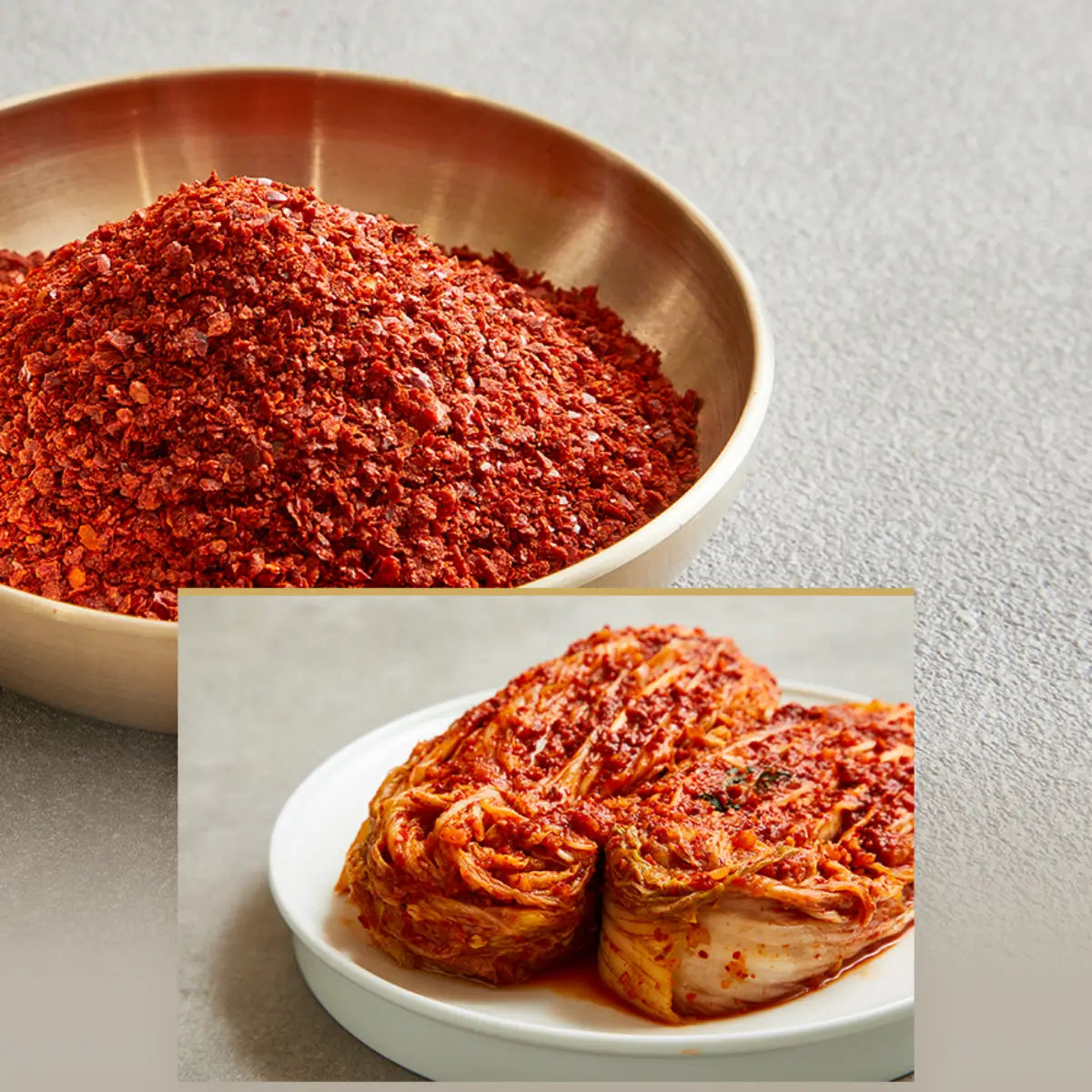 Spoonful of Korean red pepper powder for stews and seasoning