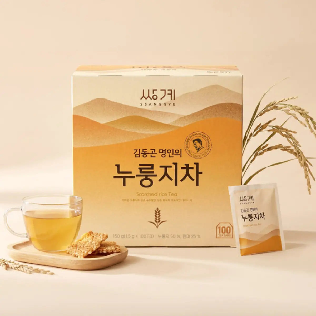Ssanggye Korean scorched rice tea 100 tea bags box, 150 g