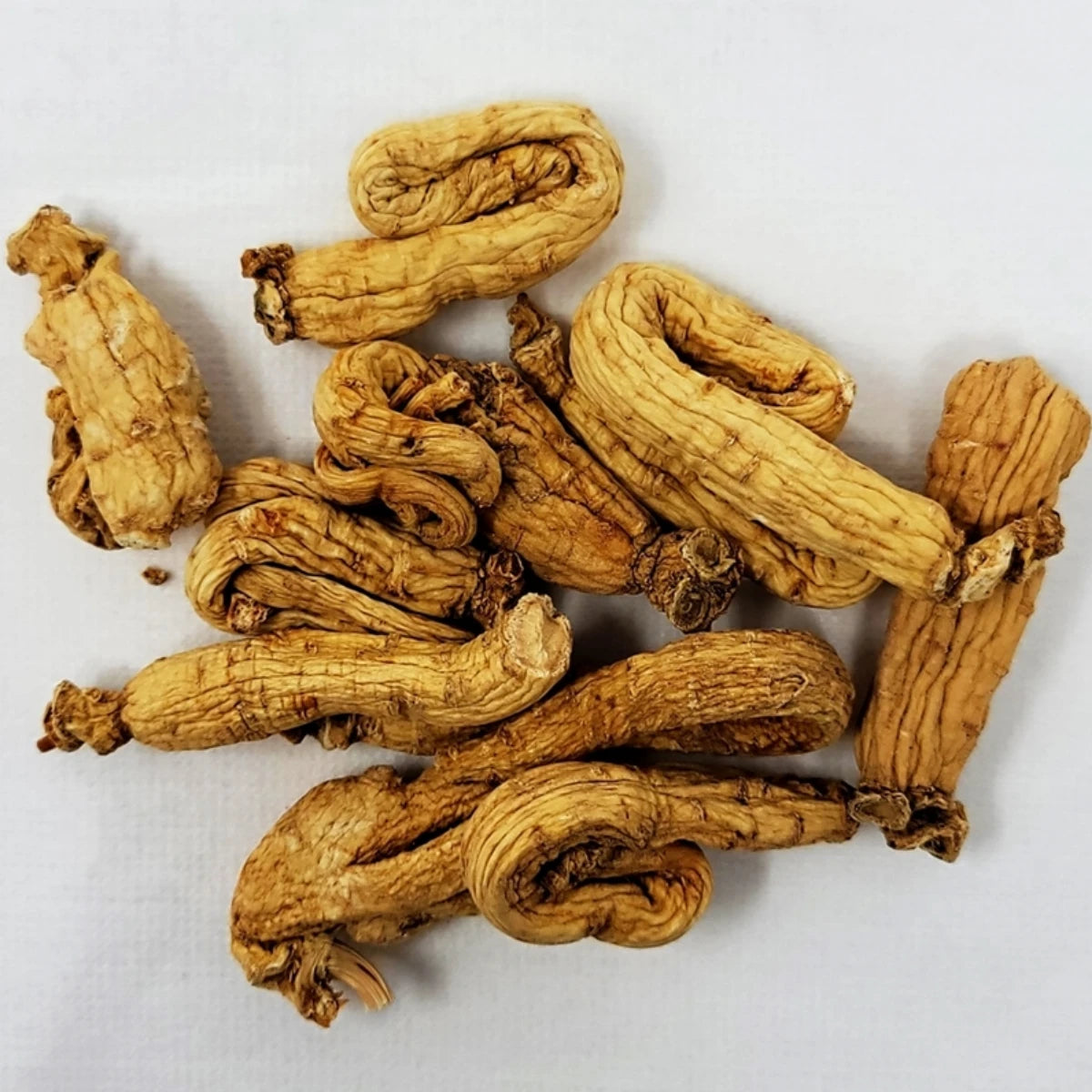 High-quality whole dried Korean White Ginseng roots, showcasing the natural texture and premium quality of traditional herbal supplements.