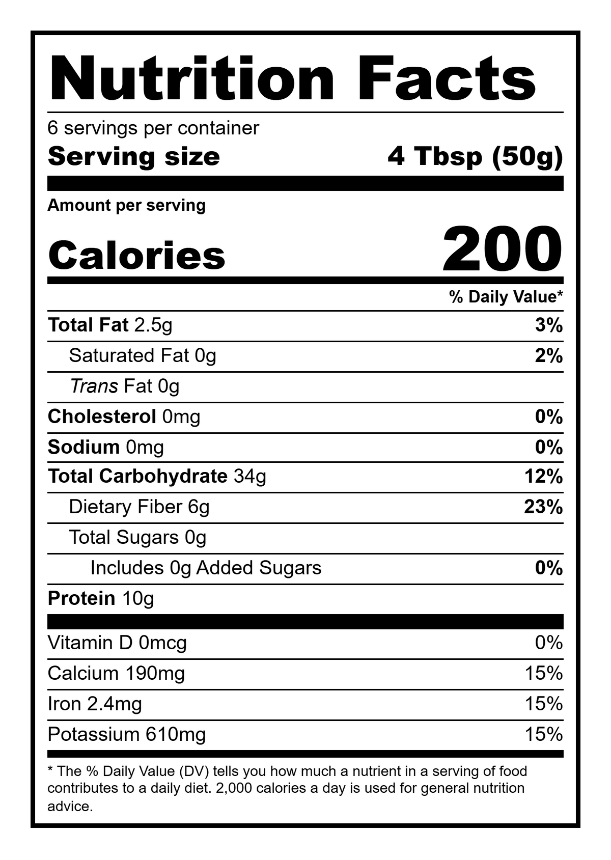 Korean Cassia Seed — Nutrition Facts panel, 10.5 oz