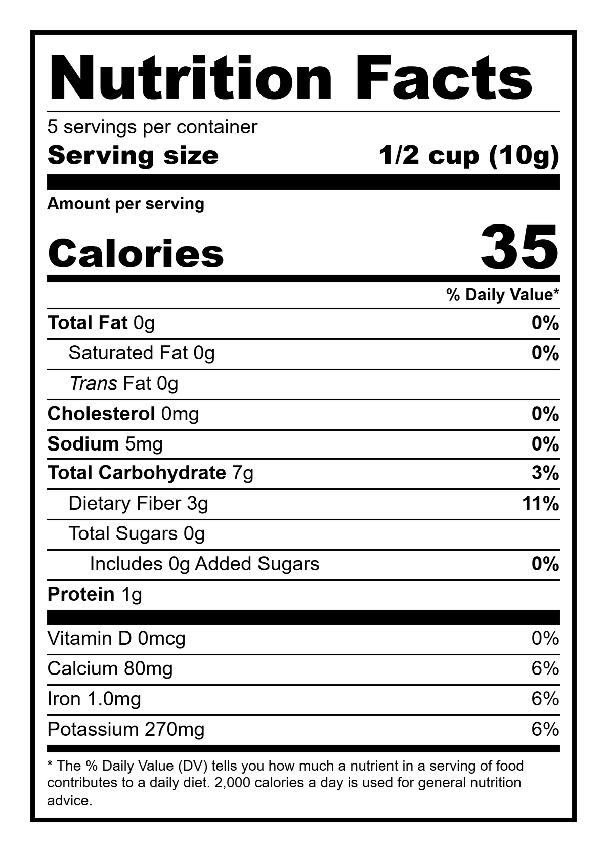 Korean Chrysanthemum Tea — Nutrition Facts panel, 1.75 oz