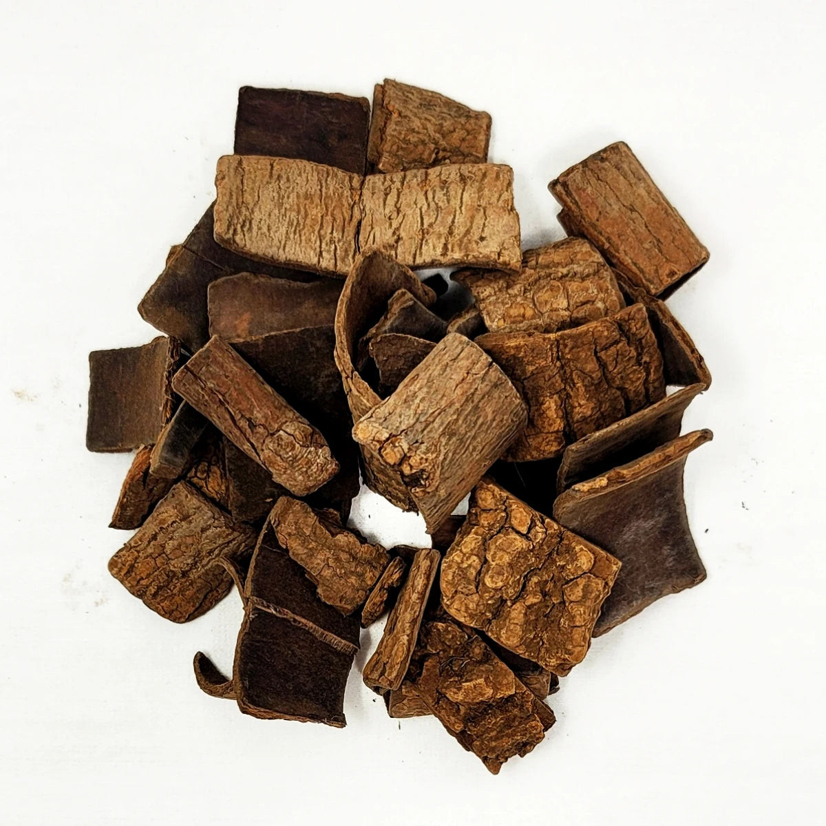 Close-up of sliced dried Eucommia bark also known as Du-chung for traditional herbal remedies