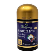 Front view of Evergreen Vision Eye Plus bottle, a 1-a-day lutein 20mg supplement for daily eye comfort and blue light defense.
