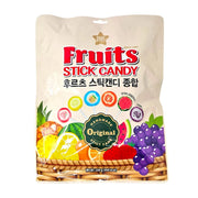Star Pops Handmade Fruits Stick Candy featuring various fruit-shaped lollipops in a colorful retail bag.