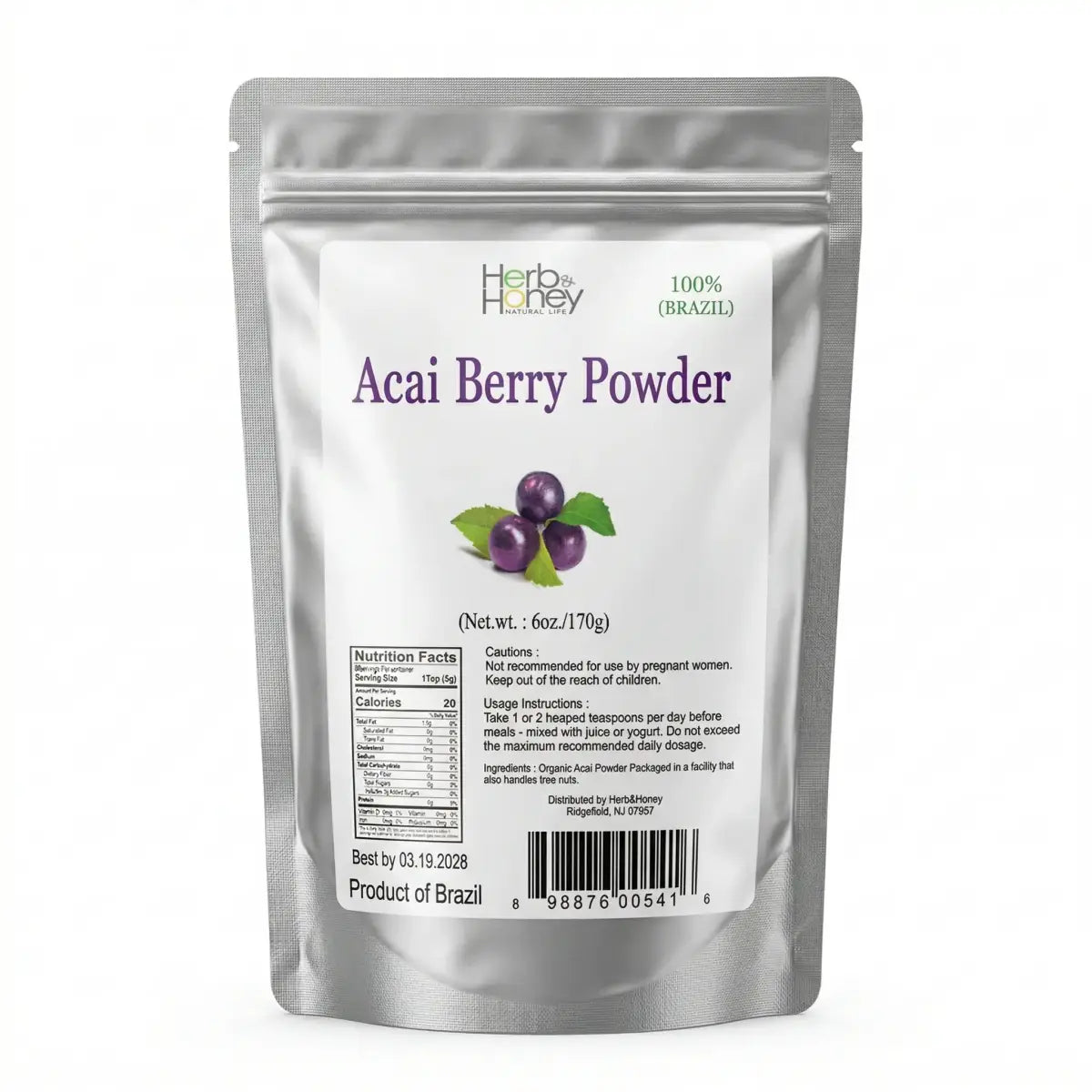 Herb & Honey Acai Berry Powder 6oz | Pure Brazilian Superfood
