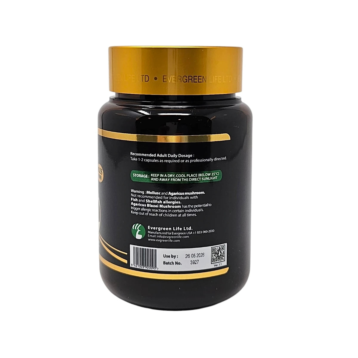 Evergreen Hyper Lipid Oil 8-in-1 label, made in New Zealand, 210 capsules