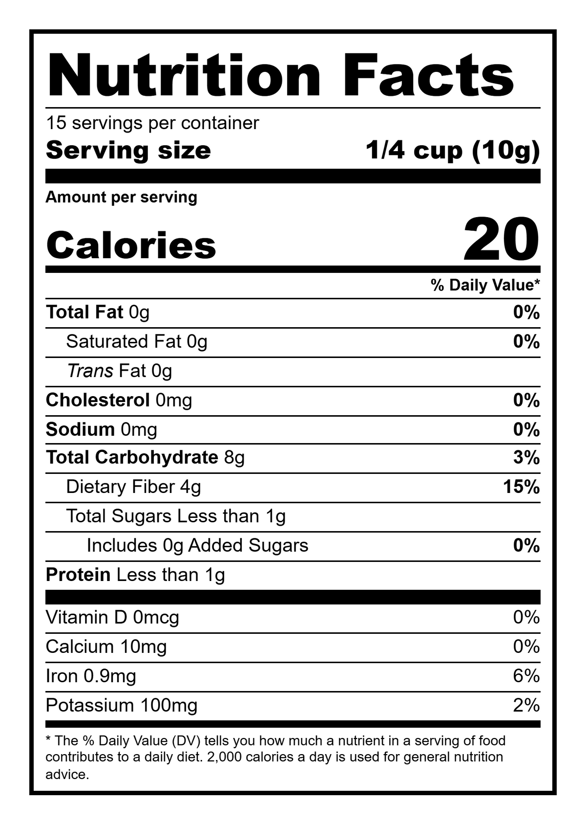 Korean Oriental Raisin Tree Slices — Nutrition Facts panel, 5.29 oz