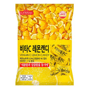 Front view of Ilkwang Vitamin C Lemon Candy 9.87 oz bag, a refreshing Korean lemon drop treat with real lemon extract.