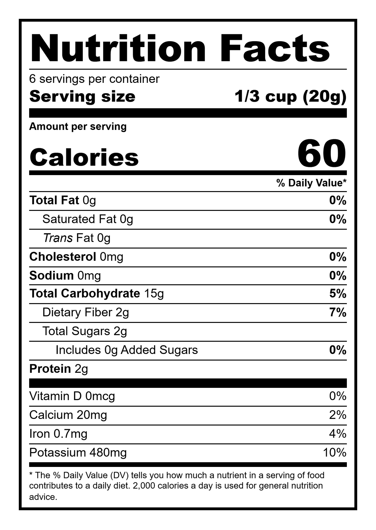 Korean Jerusalem Artichoke Tea — Nutrition Facts panel, 4.2 oz