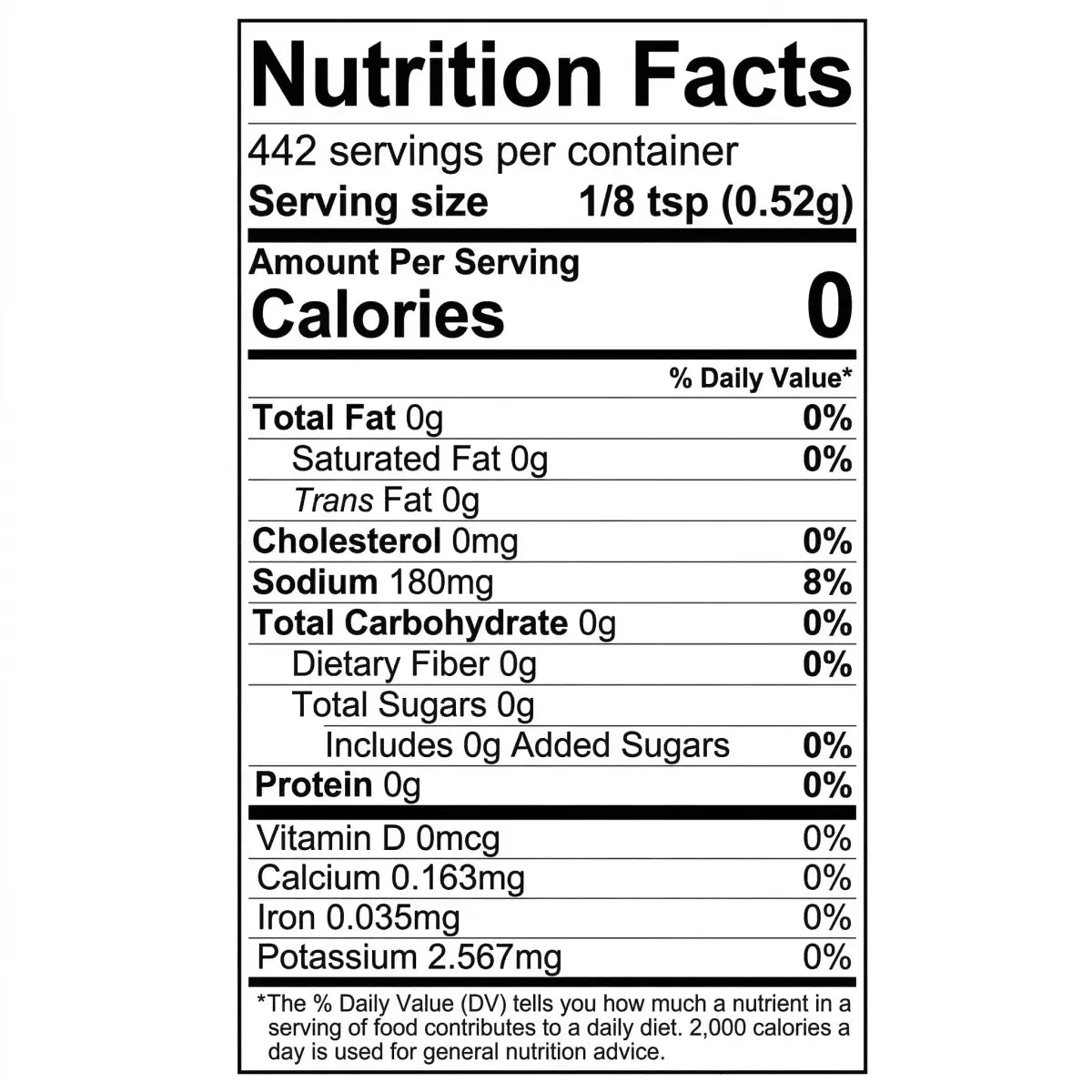 Nutrition facts label with detailed information on a white background