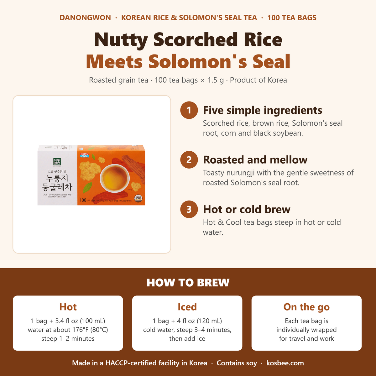 Danongwon brand infographic: three points about the Korean rice and Solomon's seal tea and how to brew it