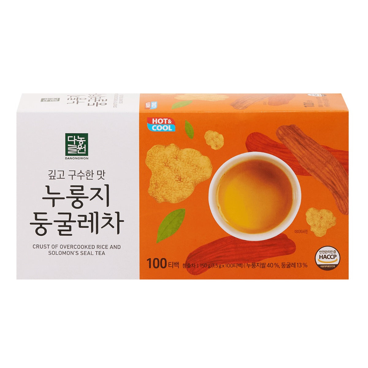 Korean rice and Solomon's seal tea: Danongwon box of 100 tea bags, 5.29 oz (150 g), Product of Korea