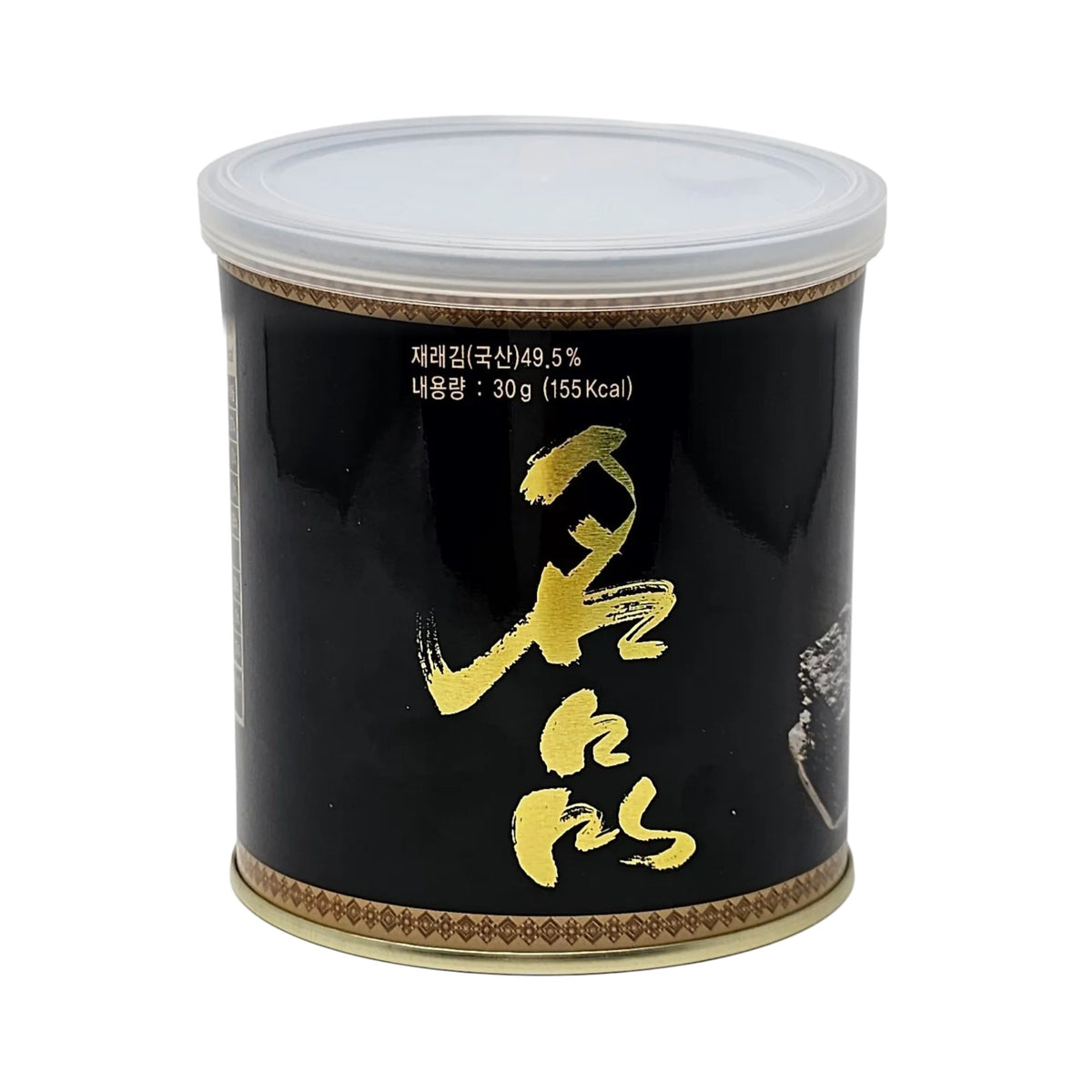 Korean roasted seasoned laver — sealed black tin can with plastic lid, 1.06 oz (30 g)