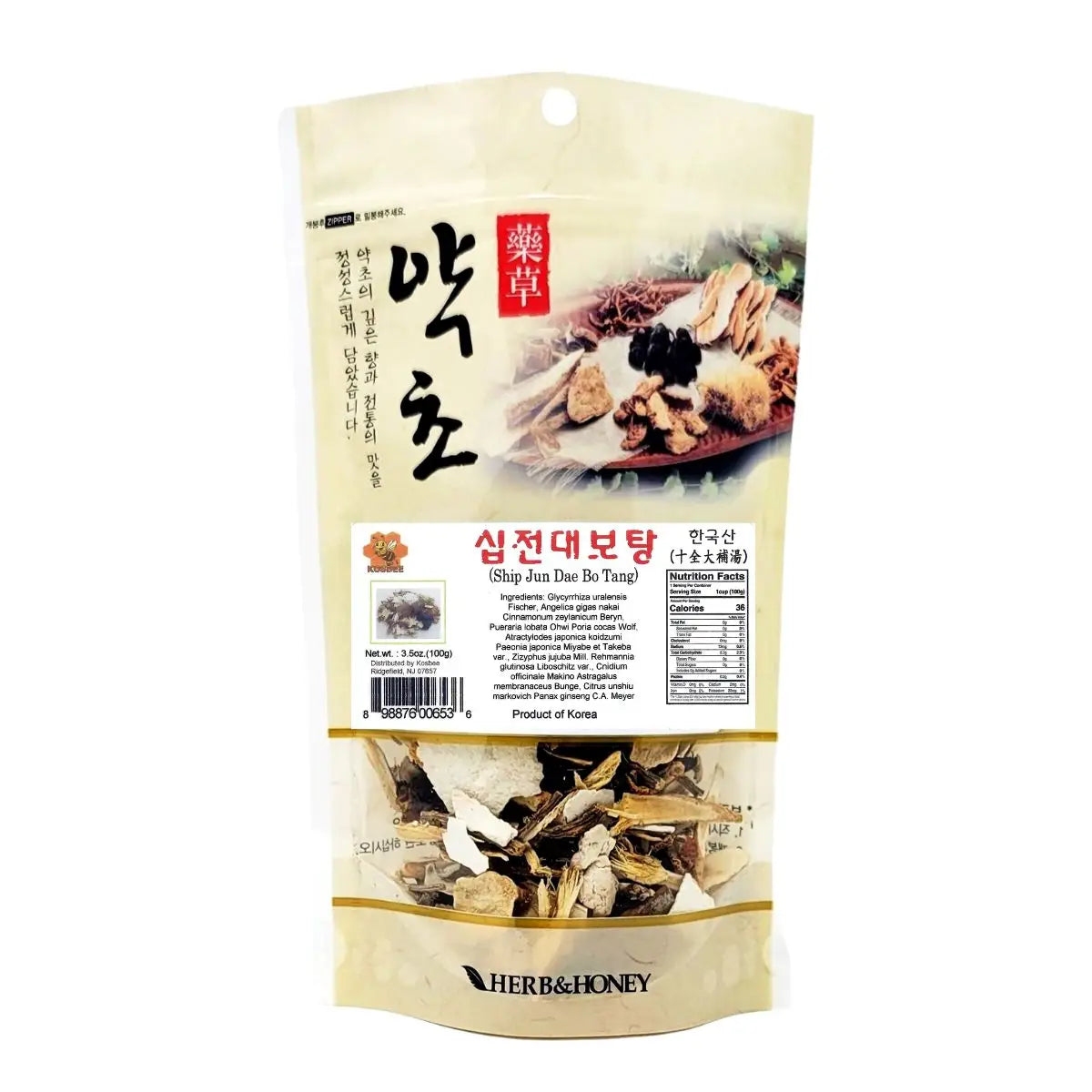 KOSBEE Traditional Korean Sipjeondaebo-tang Herbal Mix 3.5 oz pouch for natural vitality