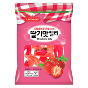 Korean strawberry jelly (chewy agar candy) — individually wrapped jellies in pink bag, 9.87 oz — Product of Korea (딸기맛젤리)