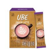 Korean ube grain latte mix: Danongwon box of 10 sticks, 6.35 oz (180 g), Product of Korea