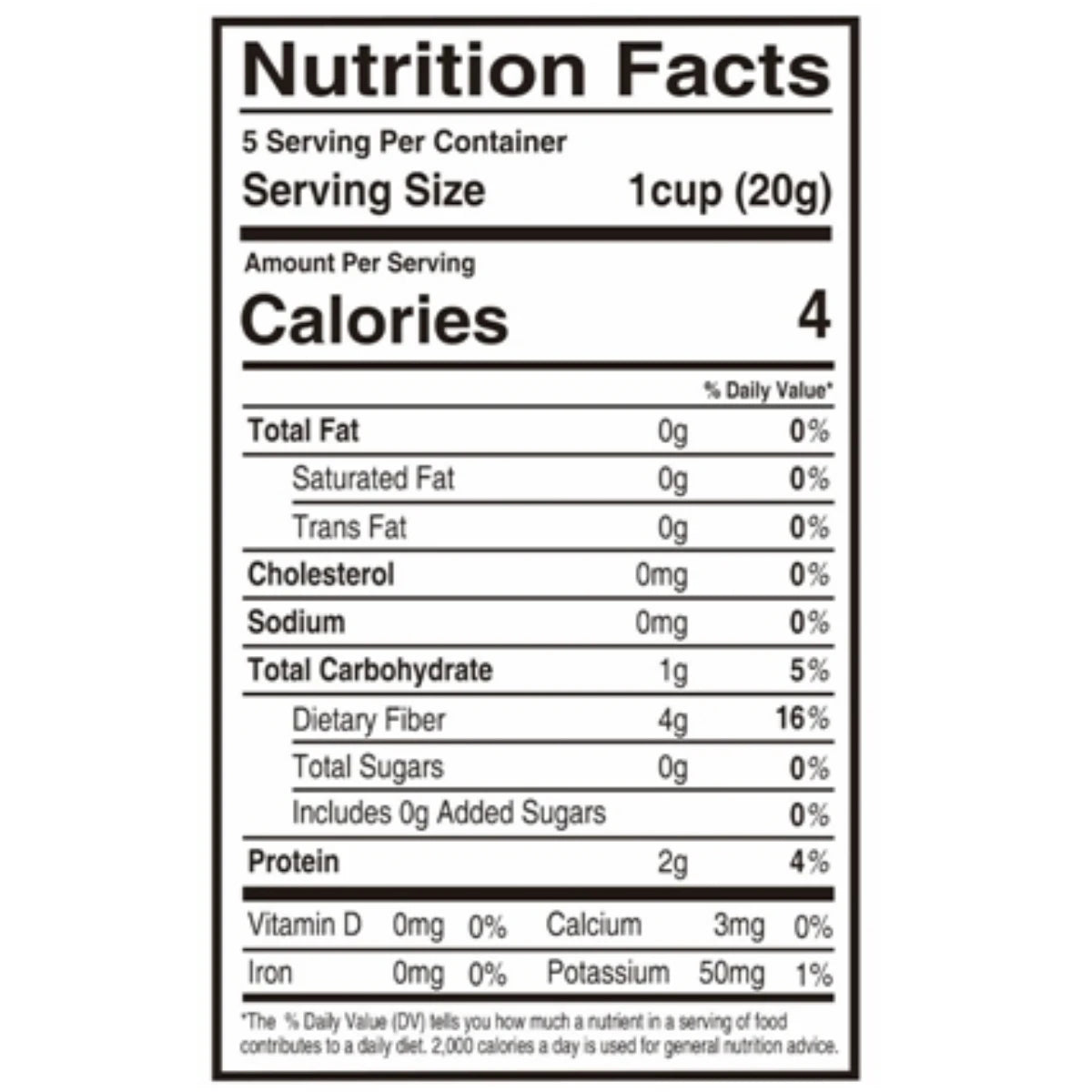 Nutrition facts and brewing instructions label for KOSBEE Roasted Bitter Melon herbal tea package