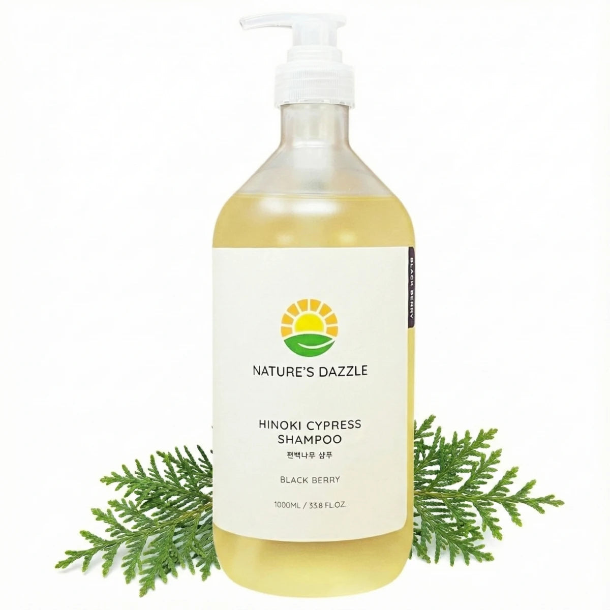Nature's Dazzle Hinoki Cypress Shampoo | Black Berry &amp; White Musk (33.8 fl oz)