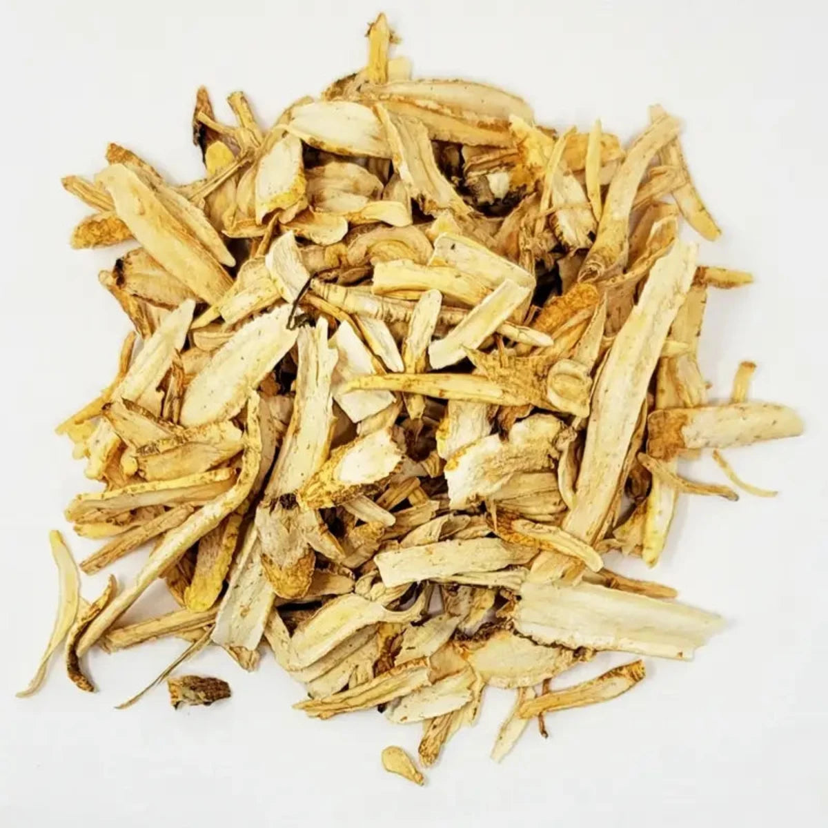 Detailed view of sliced dried bellflower root with natural texture, perfect for herbal remedies and cooking