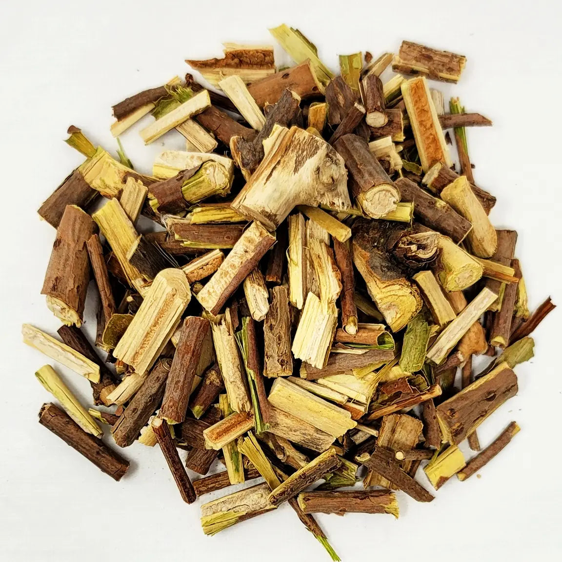 Detailed view of dried Sambucus Sieboldiana stems also known as Korean Elderberry for muscle soothing