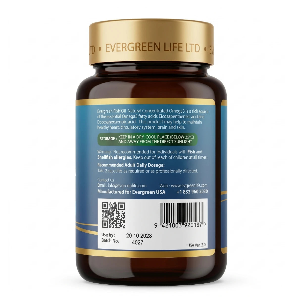 Premium New Zealand sourced omega 3 fish oil supplement by Evergreen