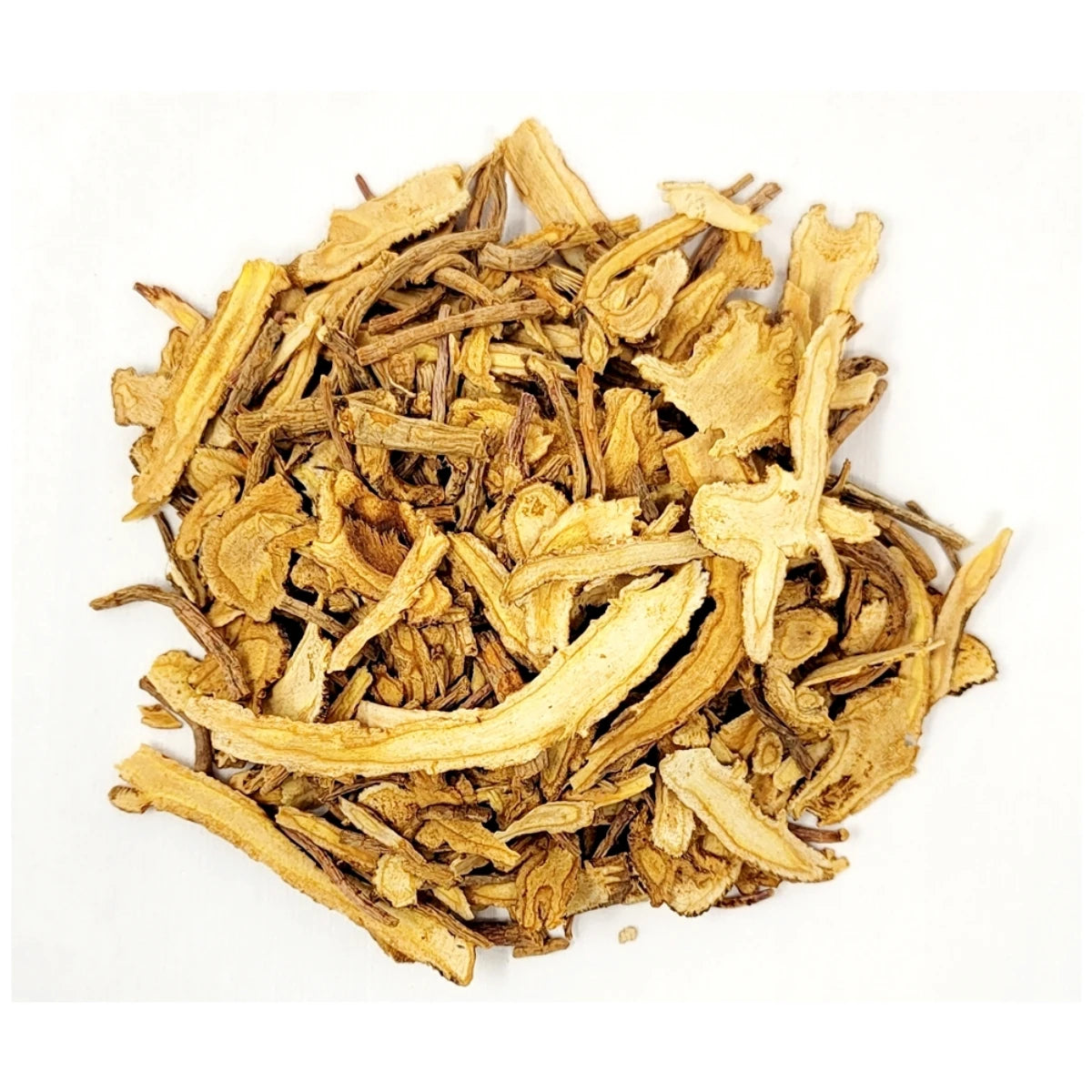 High-quality dried slices of Korean Ledebouriella root, also known as Bangpung, shown in detail for traditional herbal tea preparation.