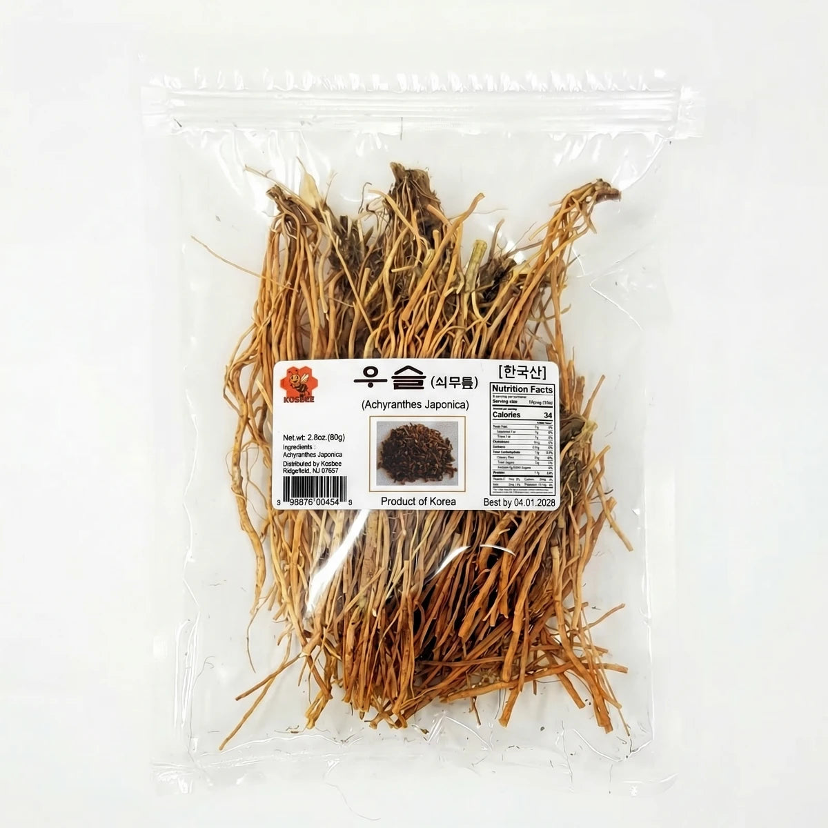 Close-up of dried Achyranthes root strands, a nutrient-dense Korean superfood used in traditional wellness remedies.