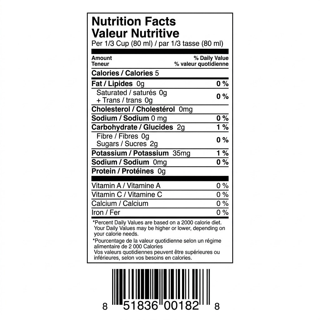 Sahm Canadian Red Ginseng Extract — back label re-typeset for legibility: nutrition facts and barcode