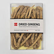 Sahm Premium Canadian Dried Ginseng Root, 4.2 oz, natural herbal supplement with sliced dried ginseng root for health benefits.