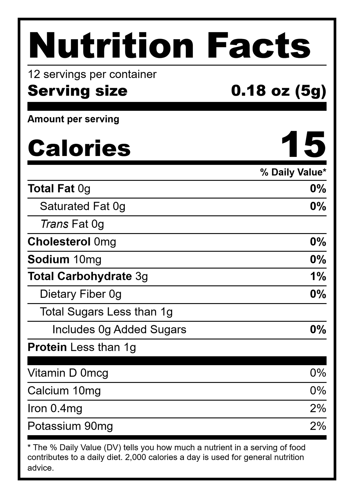 Korean White Ginseng Root — Nutrition Facts panel, 2.13 oz